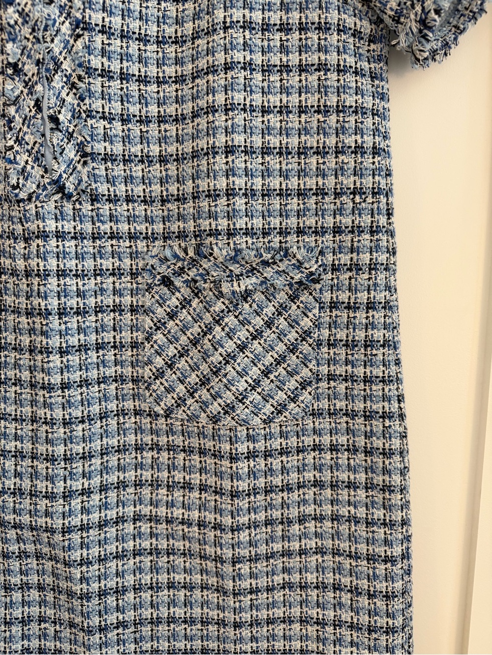 Pomander Place Blue and White Tweed Short-Sleeve A-Line Dress - Picture 4 of 8